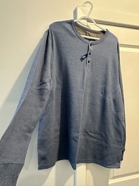 Men's Long Sleeve Henley Shirt - Blue 2XL NWT